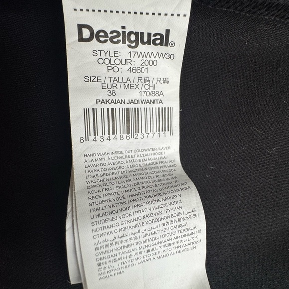 Desigual 17WWVW30 Black Vane Printed Sleeveless asymmetrical zip Mini Dress 38 - Picture 14 of 16